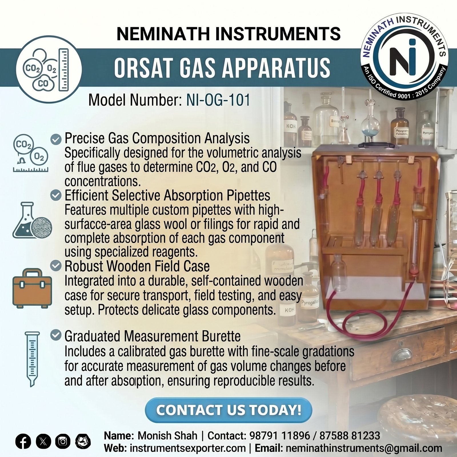Orsat Gas apparatus
